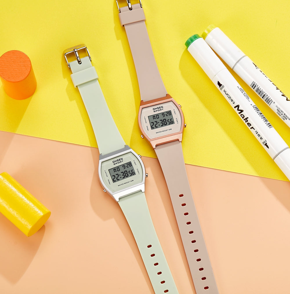 White Fashion Digital Watches for Women Waterproof, Electronic Ladies Sport Watch, reloj mujer with Alarm Clocks