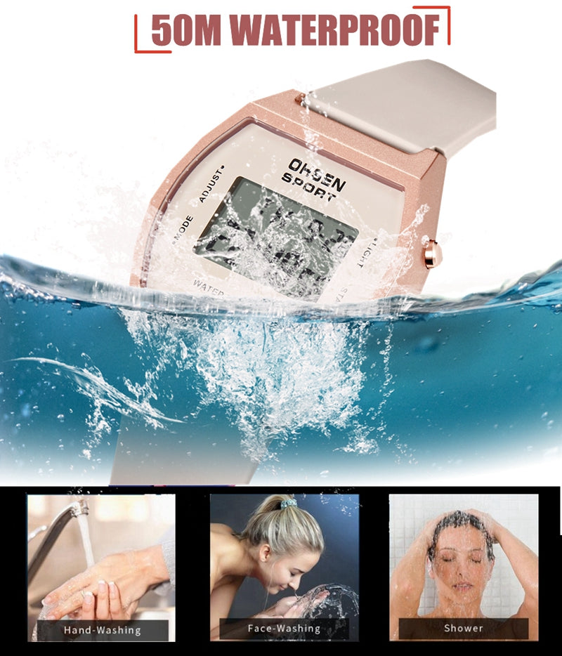 White Fashion Digital Watches for Women Waterproof, Electronic Ladies Sport Watch, reloj mujer with Alarm Clocks