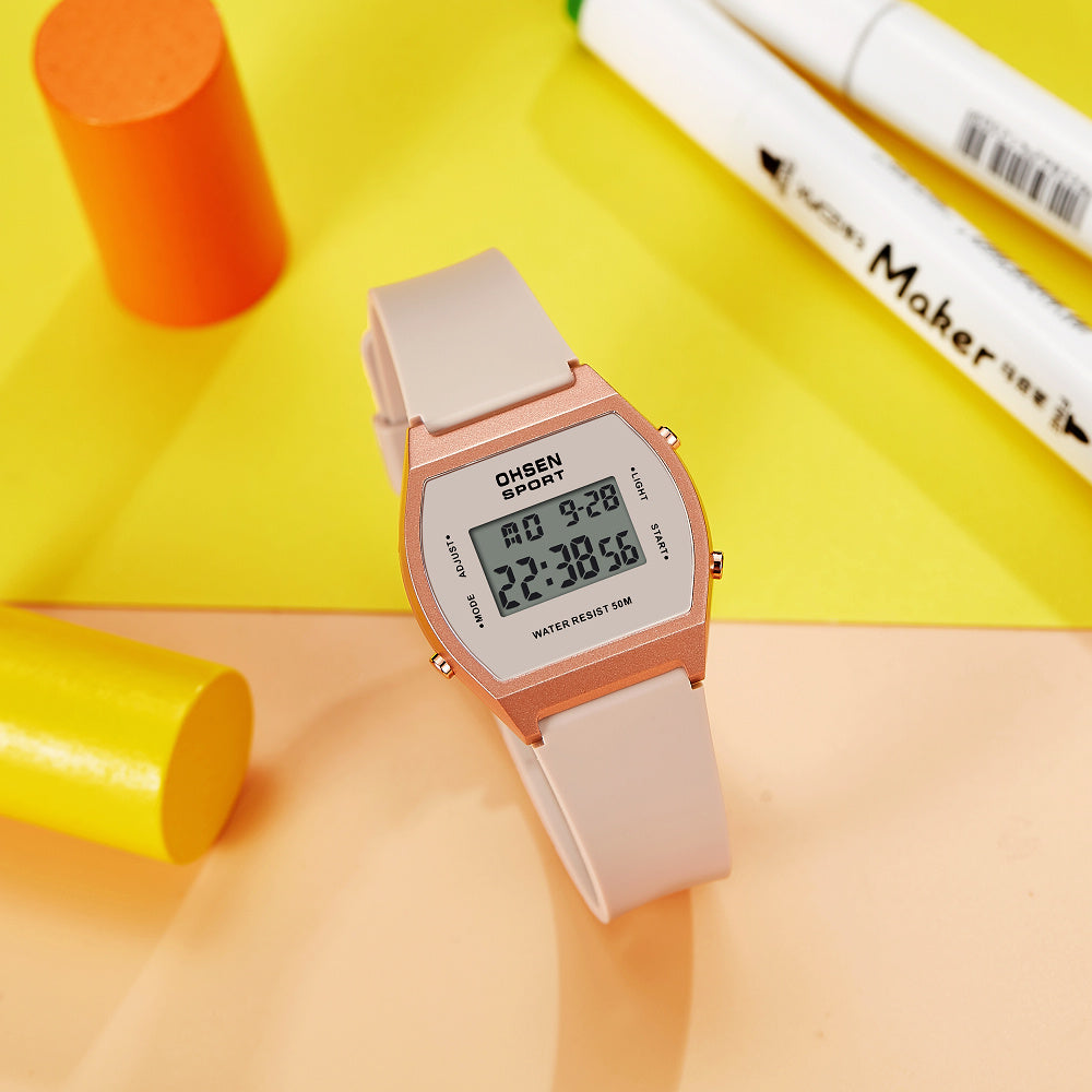 White Fashion Digital Watches for Women Waterproof, Electronic Ladies Sport Watch, reloj mujer with Alarm Clocks