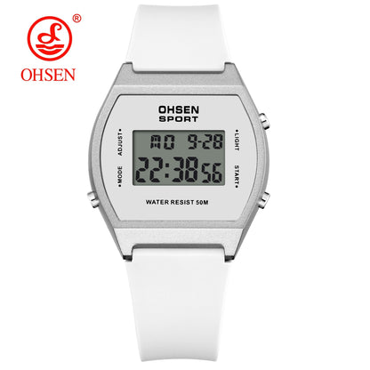 White Fashion Digital Watches for Women Waterproof, Electronic Ladies Sport Watch, reloj mujer with Alarm Clocks