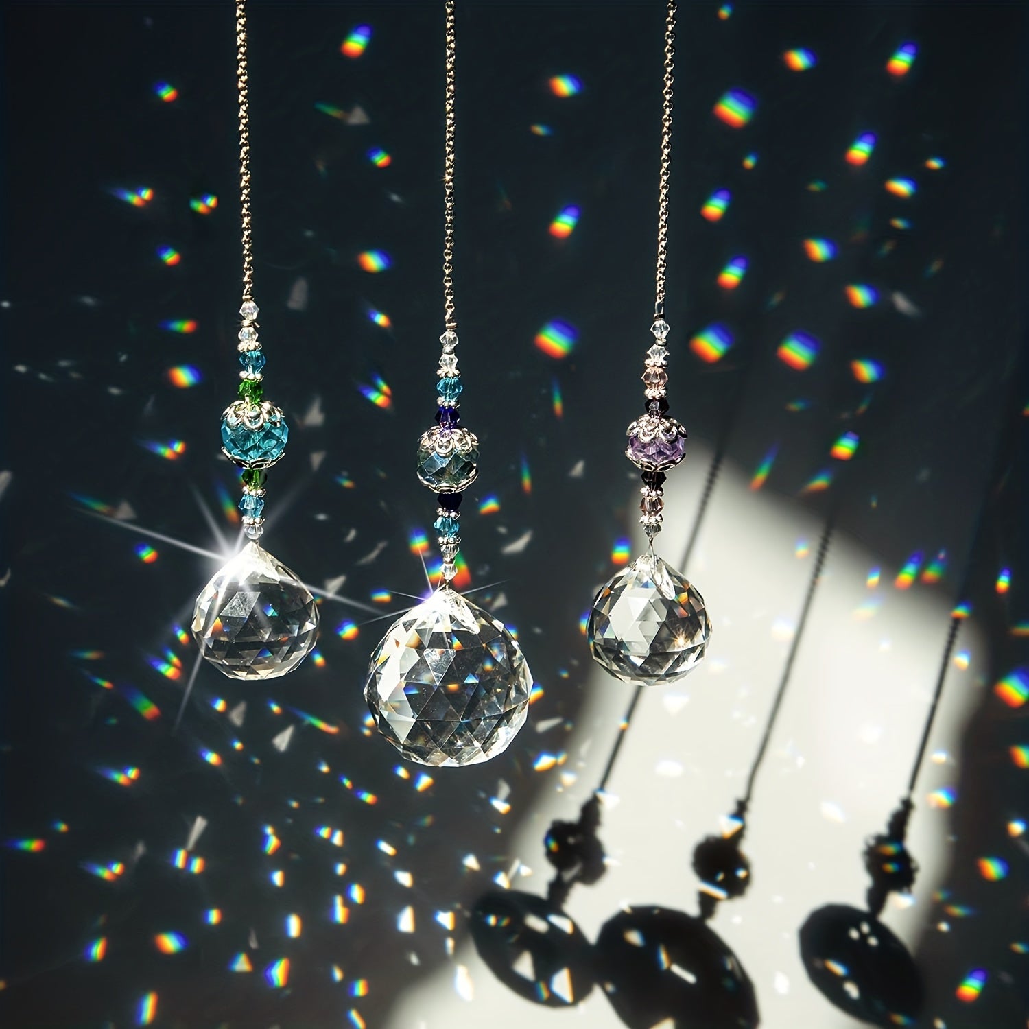 Clear Crystal Prism Suncatcher Ball, Rainbow Maker Window Yard Art Decor, Hanging Crystal Decor for Sunlight Reflections
