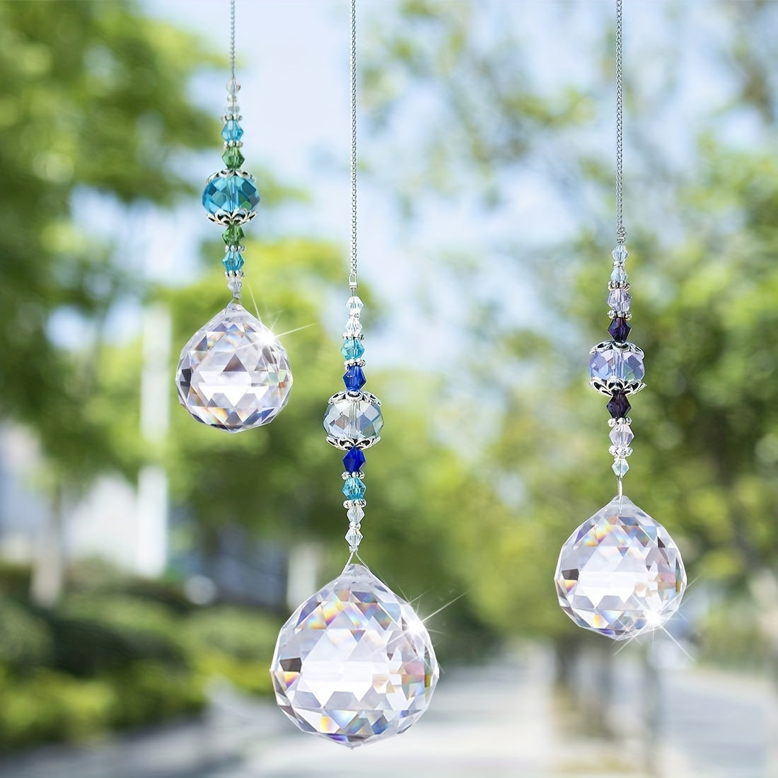 Clear Crystal Prism Suncatcher Ball, Rainbow Maker Window Yard Art Decor, Hanging Crystal Decor for Sunlight Reflections