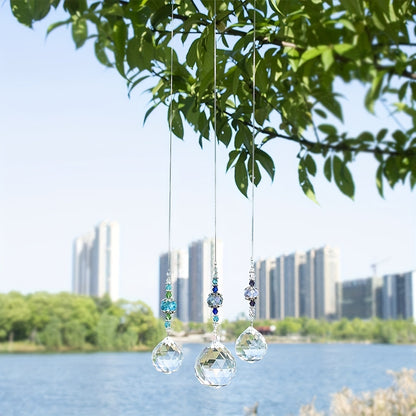 Clear Crystal Prism Suncatcher Ball, Rainbow Maker Window Yard Art Decor, Hanging Crystal Decor for Sunlight Reflections
