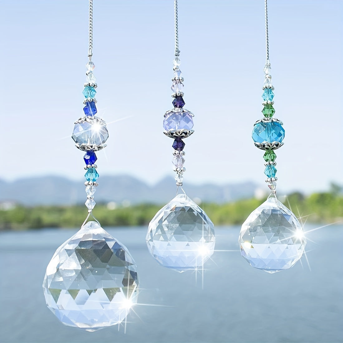 Clear Crystal Prism Suncatcher Ball, Rainbow Maker Window Yard Art Decor, Hanging Crystal Decor for Sunlight Reflections