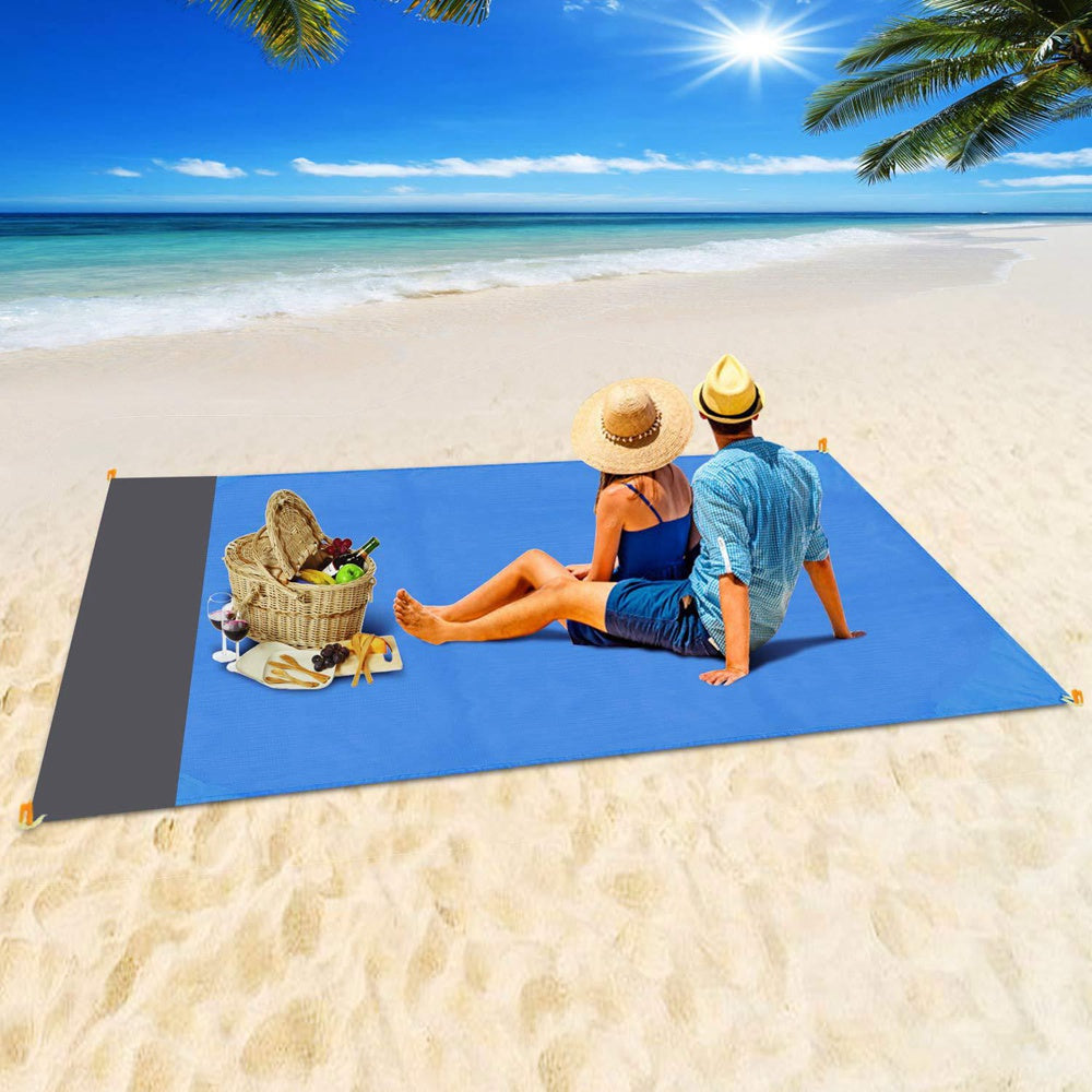 Fashion No Sand Beach Towels Mat, Anti Sand Beach Blanket, Oversized Pocket Picnic & Camping Windproof Mat, Lightweight
