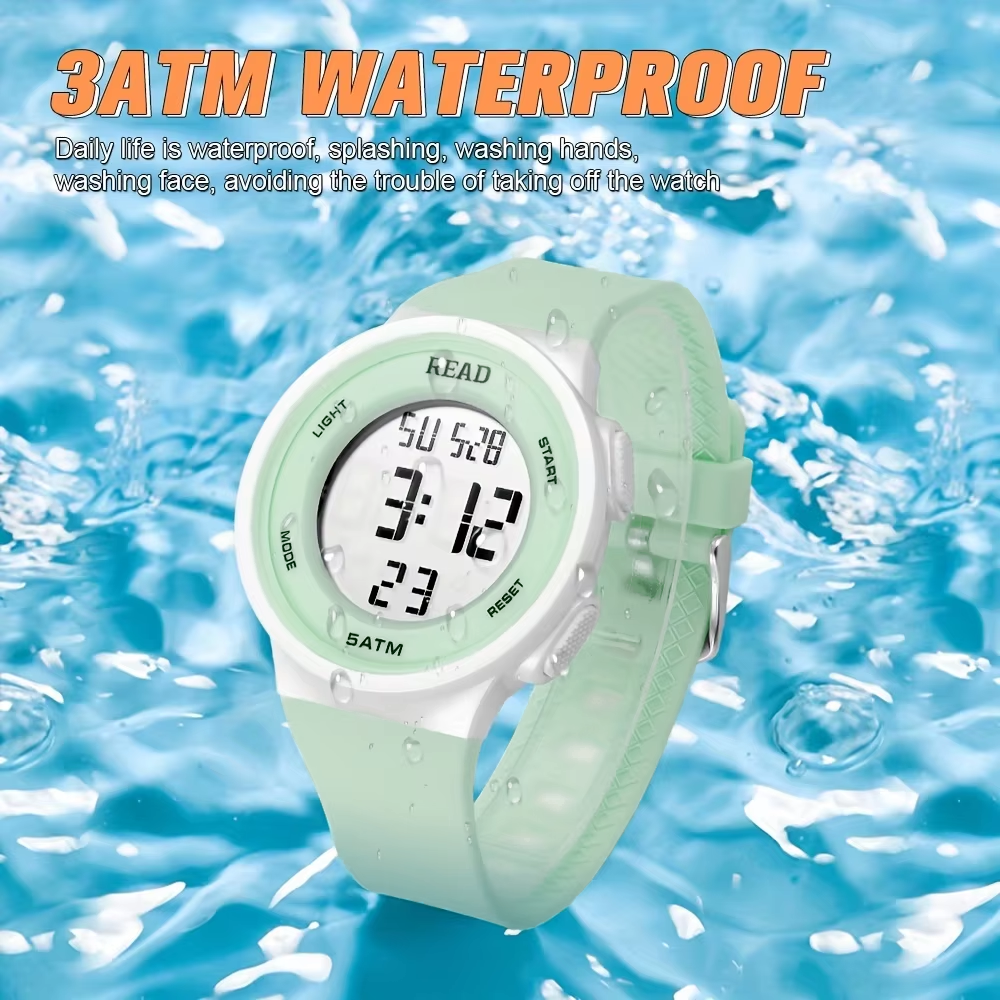 Women Sport Digital Watch with LED HD Display, Waterproof Fitness Tracker, Alarm Chronograph, Silicone Strap
