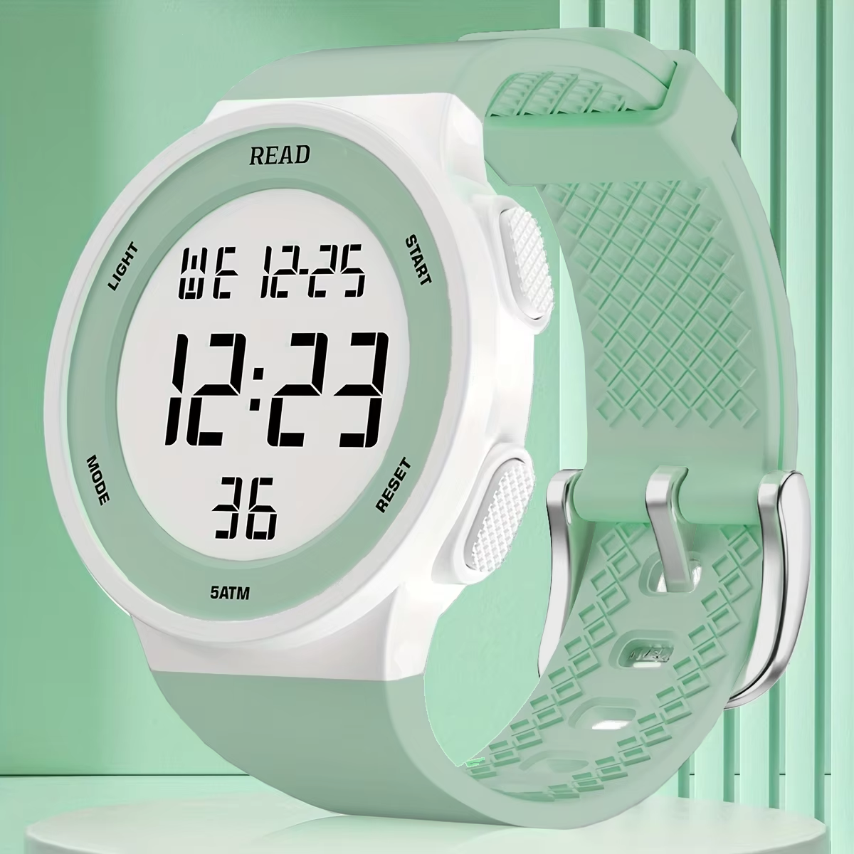 Women Sport Digital Watch with LED HD Display, Waterproof Fitness Tracker, Alarm Chronograph, Silicone Strap