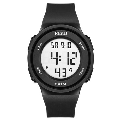 Women Sport Digital Watch with LED HD Display, Waterproof Fitness Tracker, Alarm Chronograph, Silicone Strap