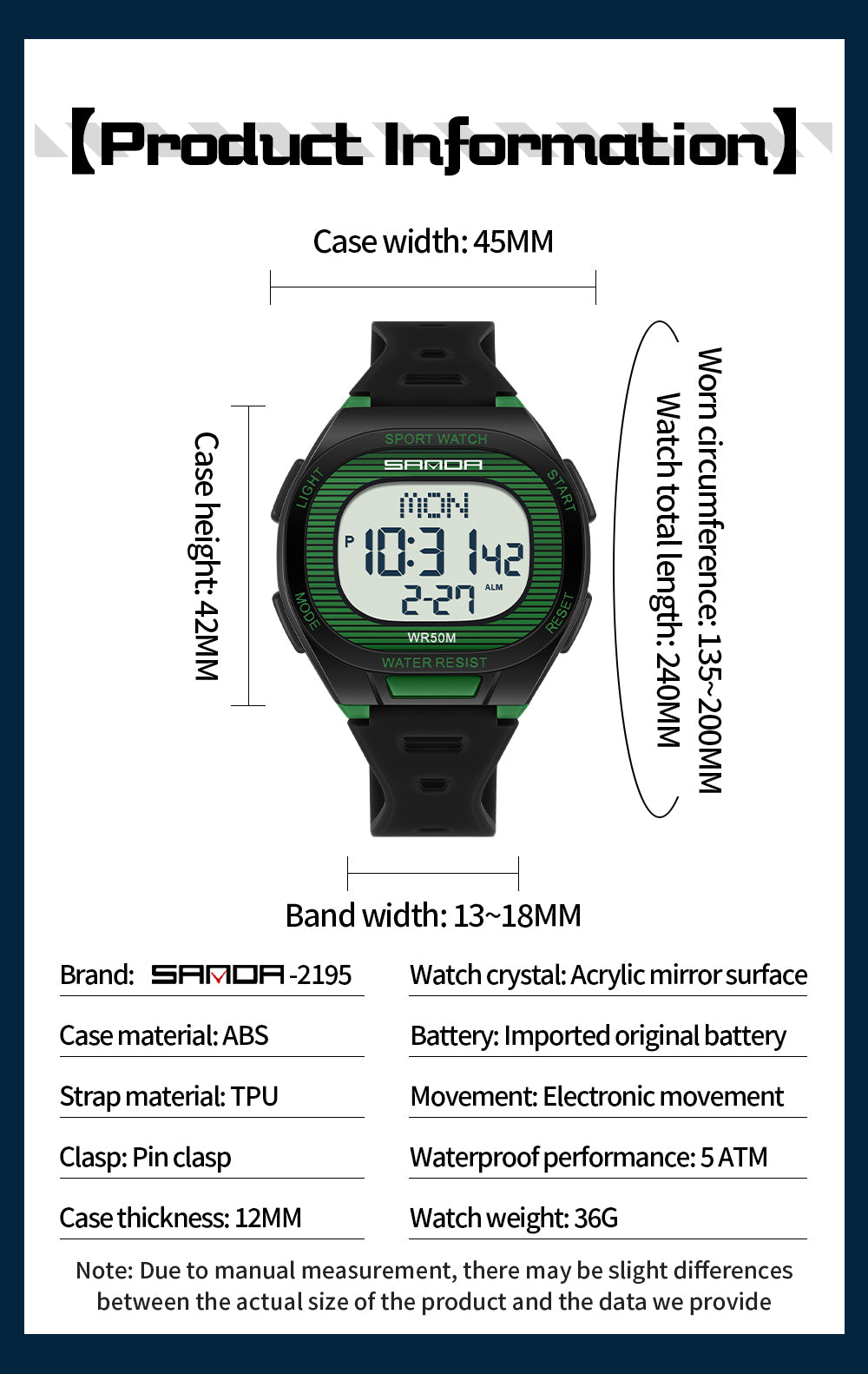 Luxury Digital Watch for Men and Women, LED Waterproof Sports Watch, Multifunctional Military Style