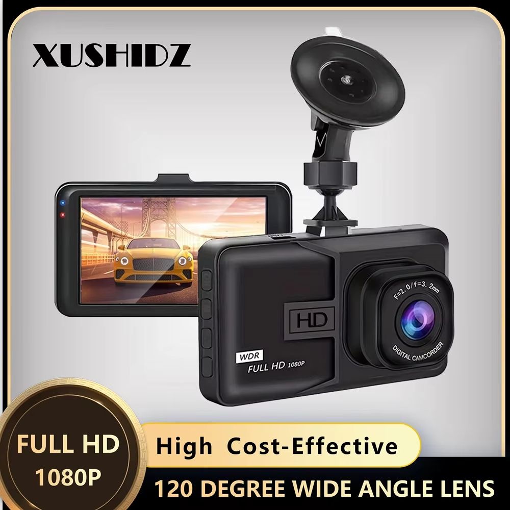 XUSHIDZ 1080P HD Car Dash Cam with Night Vision and Loop Recording – G-Sensor, 24-Hour Parking Monitor, Compact Vehicle