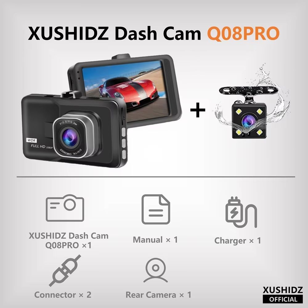 XUSHIDZ 1080P HD Car Dash Cam With Night Vision And Loop Recording  GSensor 24Hour Parking Monitor  7