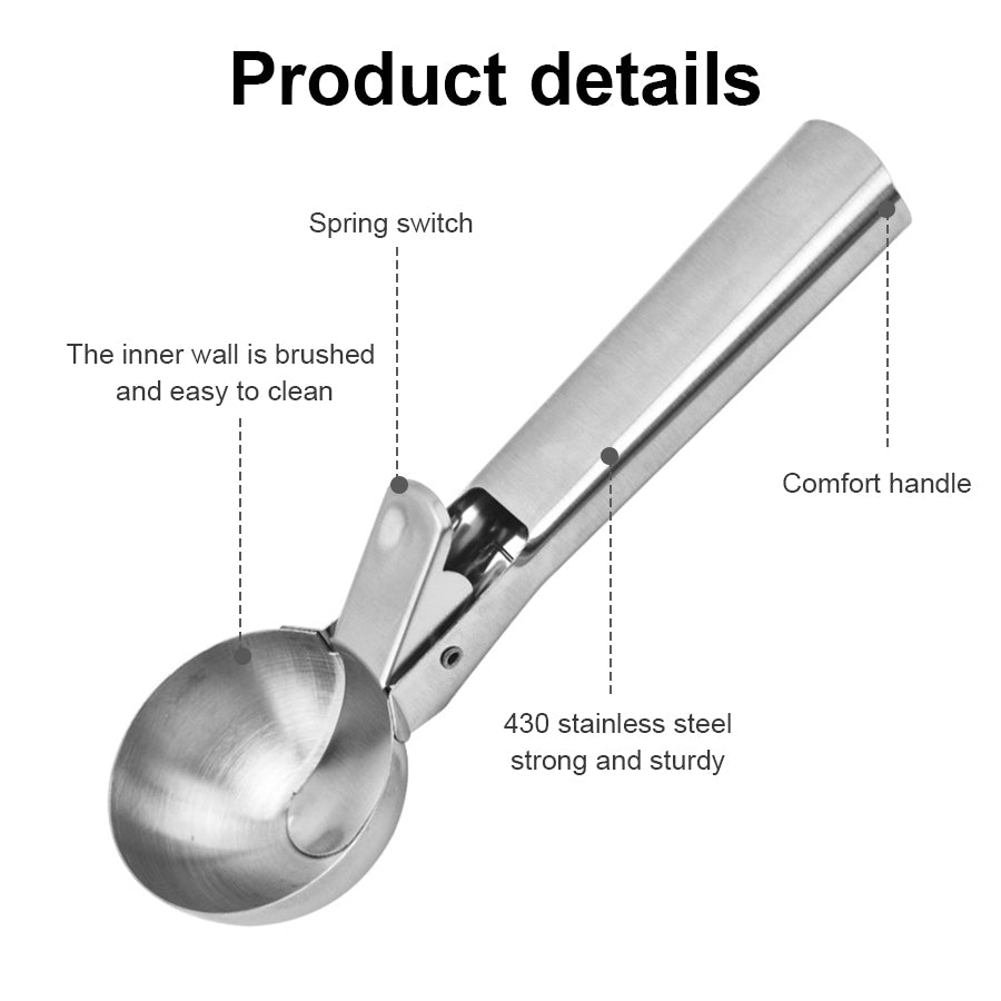 Stainless Steel Dual Purpose Ice Cream Scoop Multifunctional Fruit Scooper & Kitchen Essential for Smooth Serving