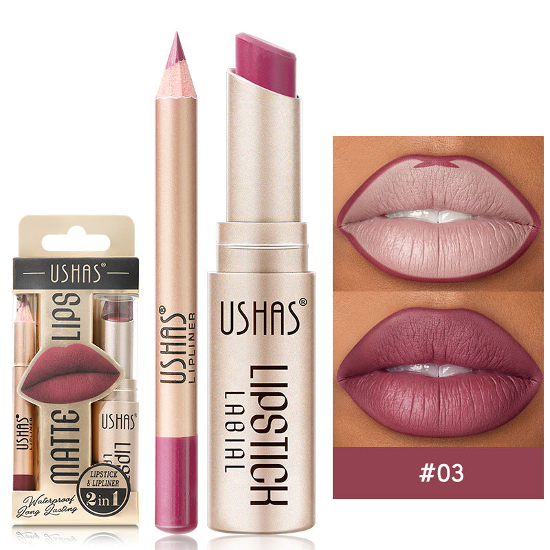 Matte Lipstick Long Lasting Lipstick Set Easy Coloring, Color Lip Liner Combo, Waterproof Velvet Lip Gloss Lipstick
