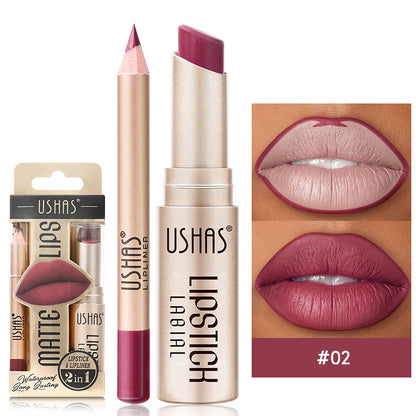 Matte Lipstick Long Lasting Lipstick Set Easy Coloring, Color Lip Liner Combo, Waterproof Velvet Lip Gloss Lipstick