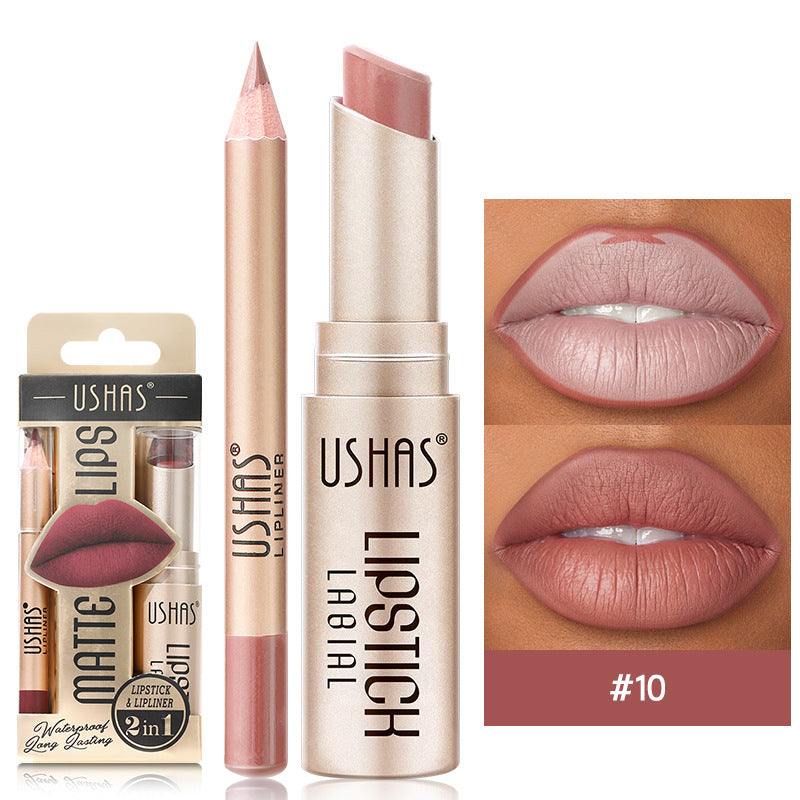 Matte Lipstick Long Lasting Lipstick Set Easy Coloring, Color Lip Liner Combo, Waterproof Velvet Lip Gloss Lipstick