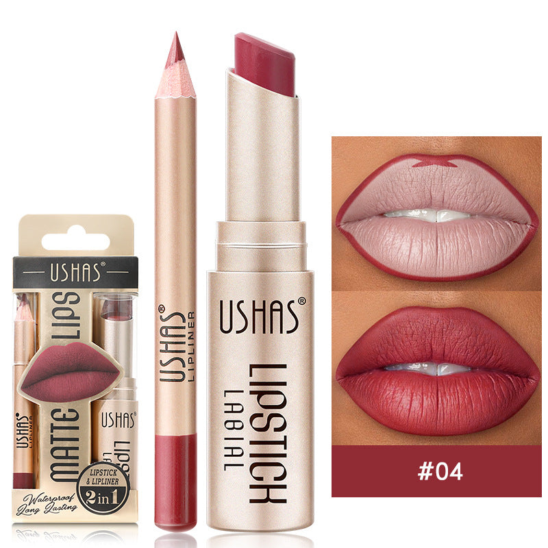 Matte Lipstick Long Lasting Lipstick Set Easy Coloring, Color Lip Liner Combo, Waterproof Velvet Lip Gloss Lipstick