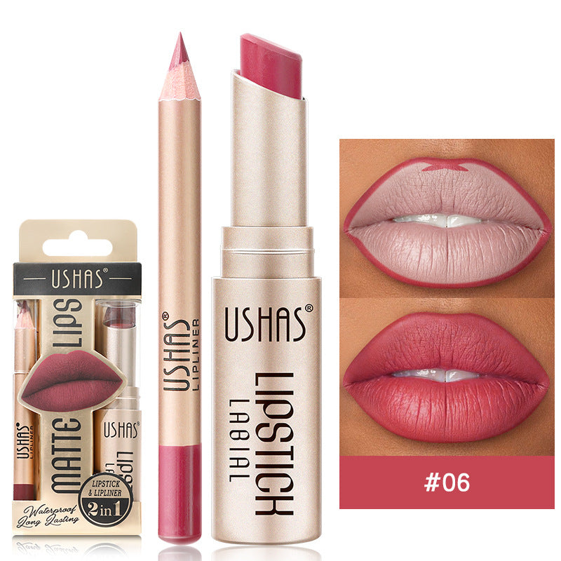 Matte Lipstick Long Lasting Lipstick Set Easy Coloring, Color Lip Liner Combo, Waterproof Velvet Lip Gloss Lipstick
