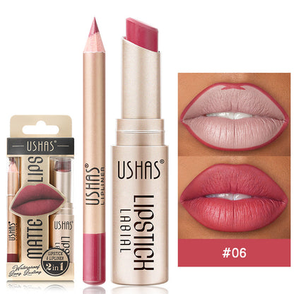 Matte Lipstick Long Lasting Lipstick Set Easy Coloring, Color Lip Liner Combo, Waterproof Velvet Lip Gloss Lipstick