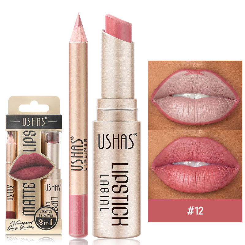 Matte Lipstick Long Lasting Lipstick Set Easy Coloring, Color Lip Liner Combo, Waterproof Velvet Lip Gloss Lipstick