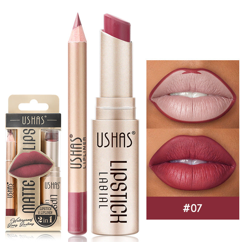 Matte Lipstick Long Lasting Lipstick Set Easy Coloring, Color Lip Liner Combo, Waterproof Velvet Lip Gloss Lipstick