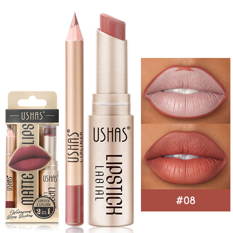 Matte Lipstick Long Lasting Lipstick Set Easy Coloring, Color Lip Liner Combo, Waterproof Velvet Lip Gloss Lipstick