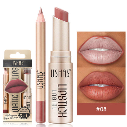 Matte Lipstick Long Lasting Lipstick Set Easy Coloring, Color Lip Liner Combo, Waterproof Velvet Lip Gloss Lipstick