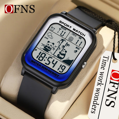 OFNS Electronic Sports Watch for Men and Women, Rectangular Dial Digital Movement, Stylish Code Watch for Students