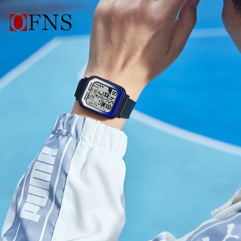 OFNS Electronic Sports Watch for Men and Women, Rectangular Dial Digital Movement, Stylish Code Watch for Students