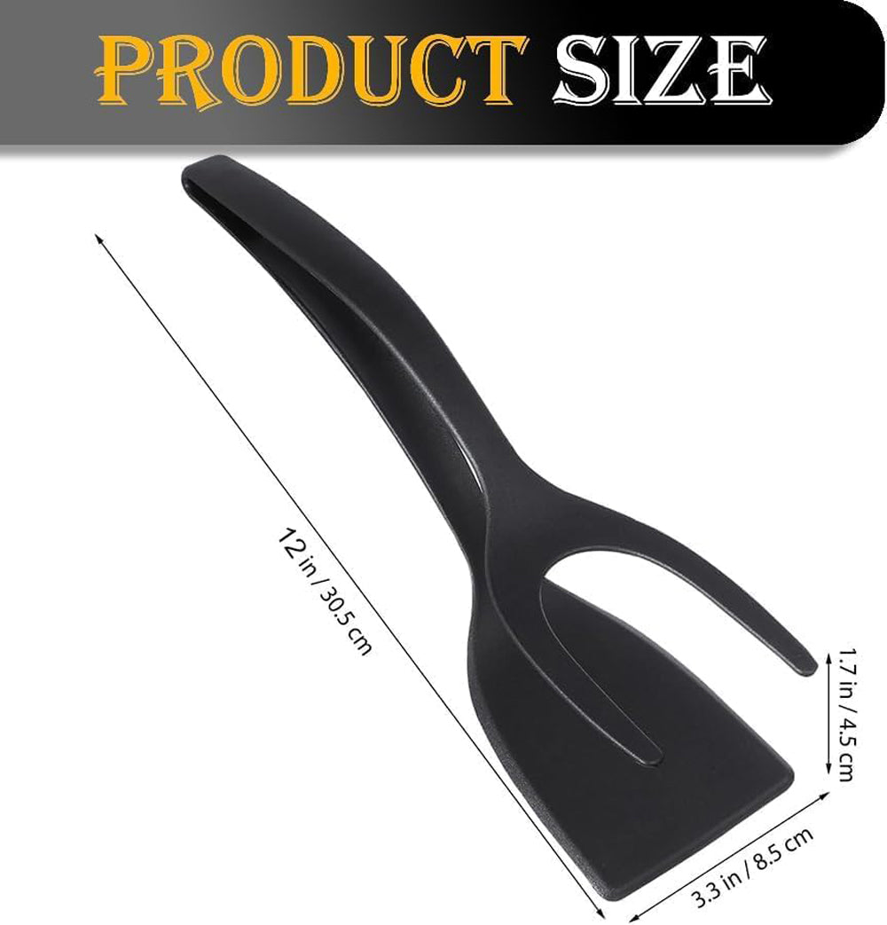 2 in 1 Grip Flip Spatula Tongs & Egg Flipper Spatula Nylon Non Stick Coating for Pancakes