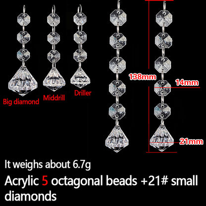 10pcs Acrylic Crystal Beads Pendant Garland, Elegant Wedding & Party Decor, Chandelier Hanging DIY Decor for Tables