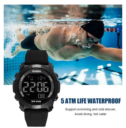 Digital Mens Watches 50M Waterproof, G Style Outdoor Sport Watch for Men, Red Tactical Electronic Wristwatch Gift
