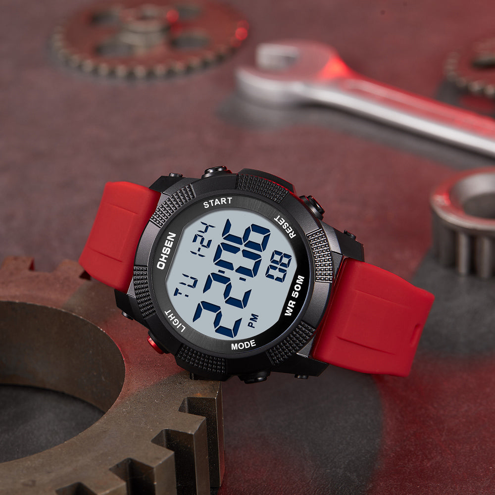 Digital Mens Watches 50M Waterproof, G Style Outdoor Sport Watch for Men, Red Tactical Electronic Wristwatch Gift