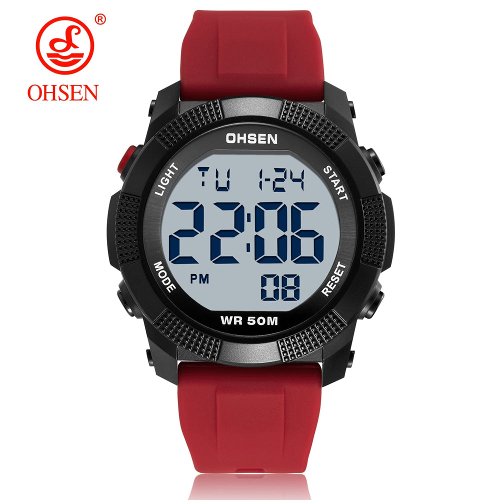 Digital Mens Watches 50M Waterproof, G Style Outdoor Sport Watch for Men, Red Tactical Electronic Wristwatch Gift