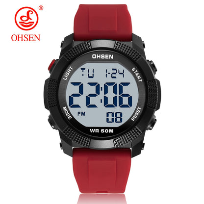 Digital Mens Watches 50M Waterproof, G Style Outdoor Sport Watch for Men, Red Tactical Electronic Wristwatch Gift
