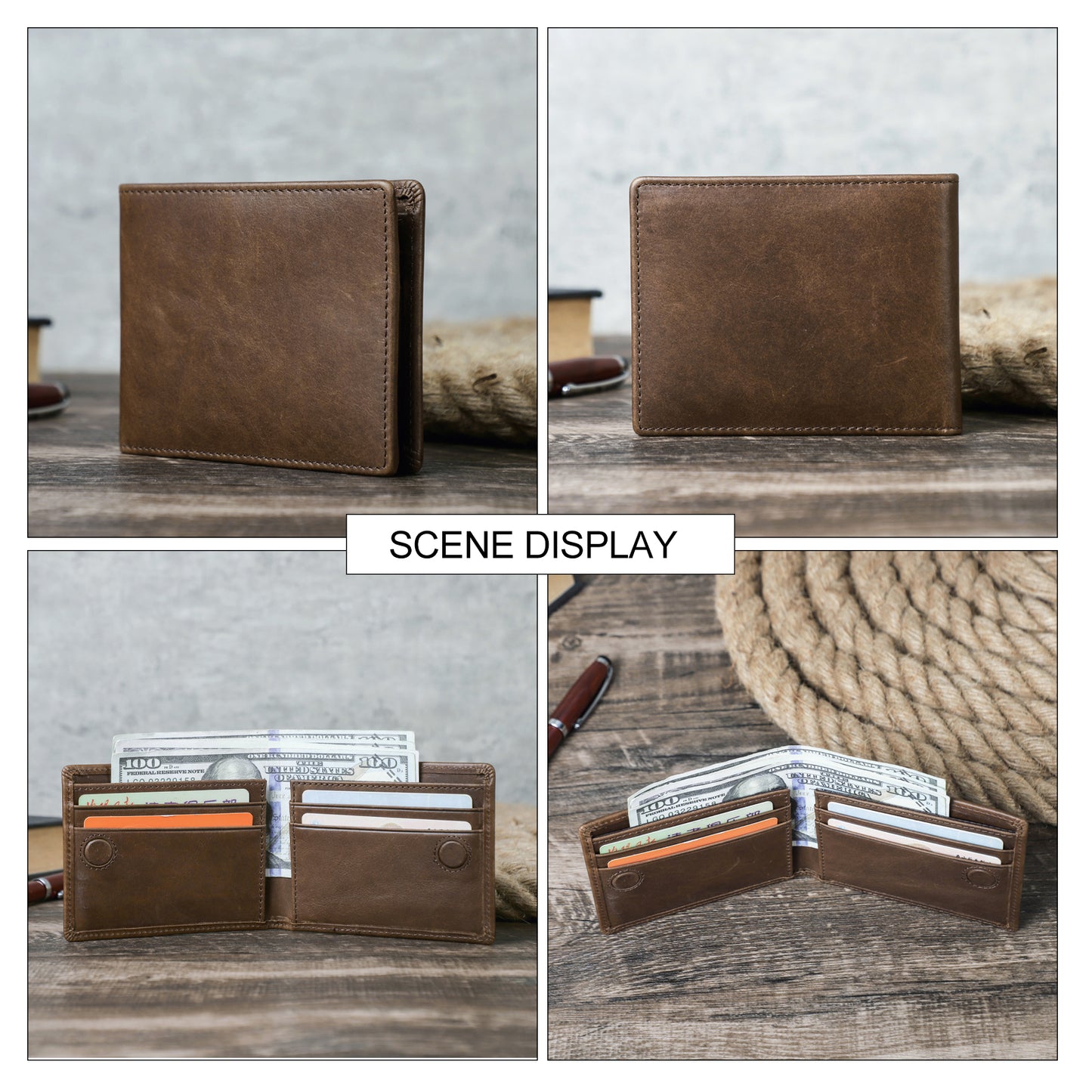 Casual Card Holder Slim Wallets For Men Genuine Leather Bifold Mini Wallet Thin Money Bag Male Purs 1