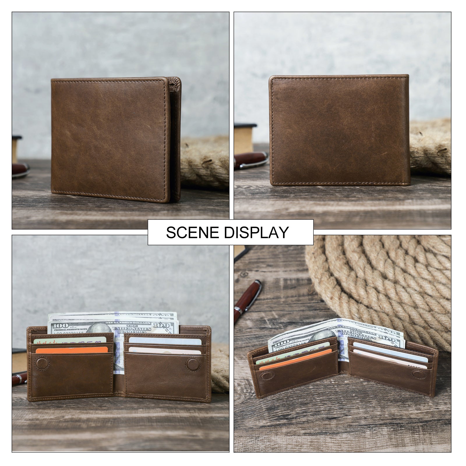Casual Card Holder Slim Wallets For Men Genuine Leather Bifold Mini Wallet Thin Money Bag Male Purs 1