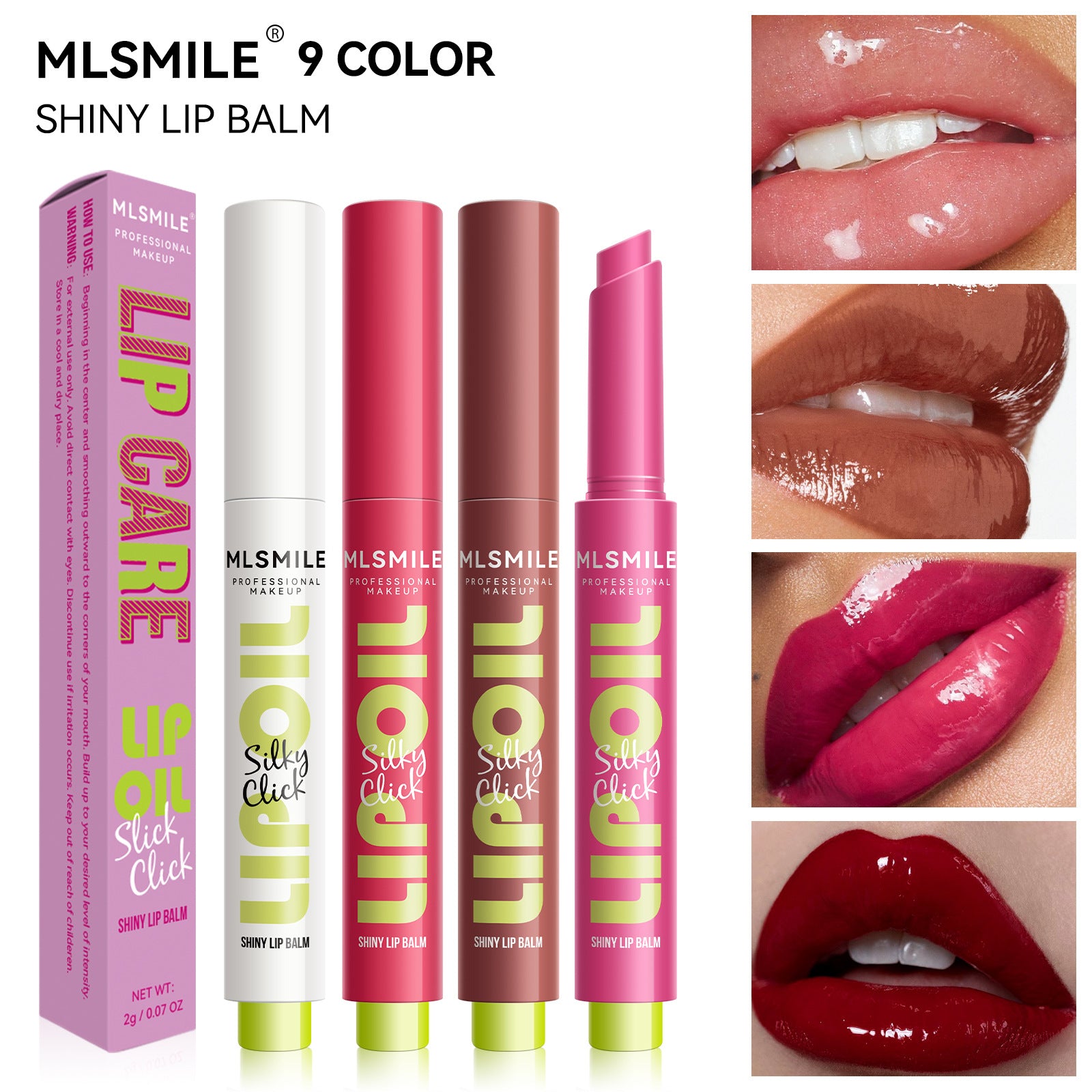 Multi-color Silky Click Lip Care Hydrating Lip Gloss, Radiant Mirror High Shine, Effortless Press, Long Lasting Sexy