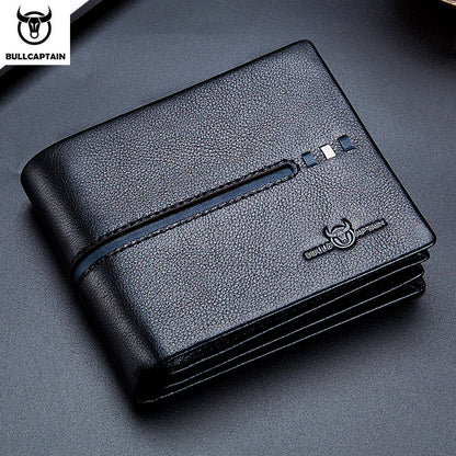 Leather Wallet Men RFID Secure, Multi Function Business Purse, Designer Card Holder, Slim Genuine Leather