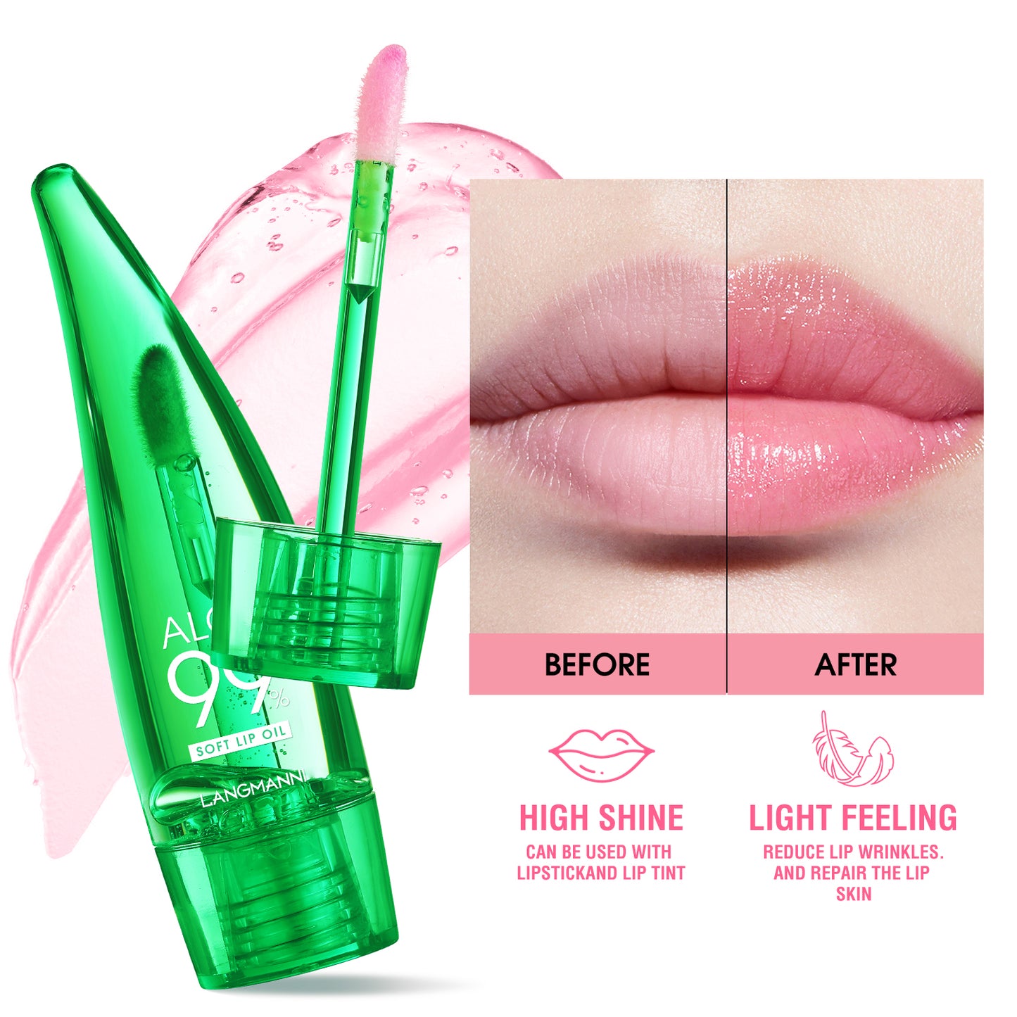 Colour Changing Aloe Vera Lip Gloss Warm Feeling Moisturising Lip Glaze Long Lasting Lip Oil Natura 1