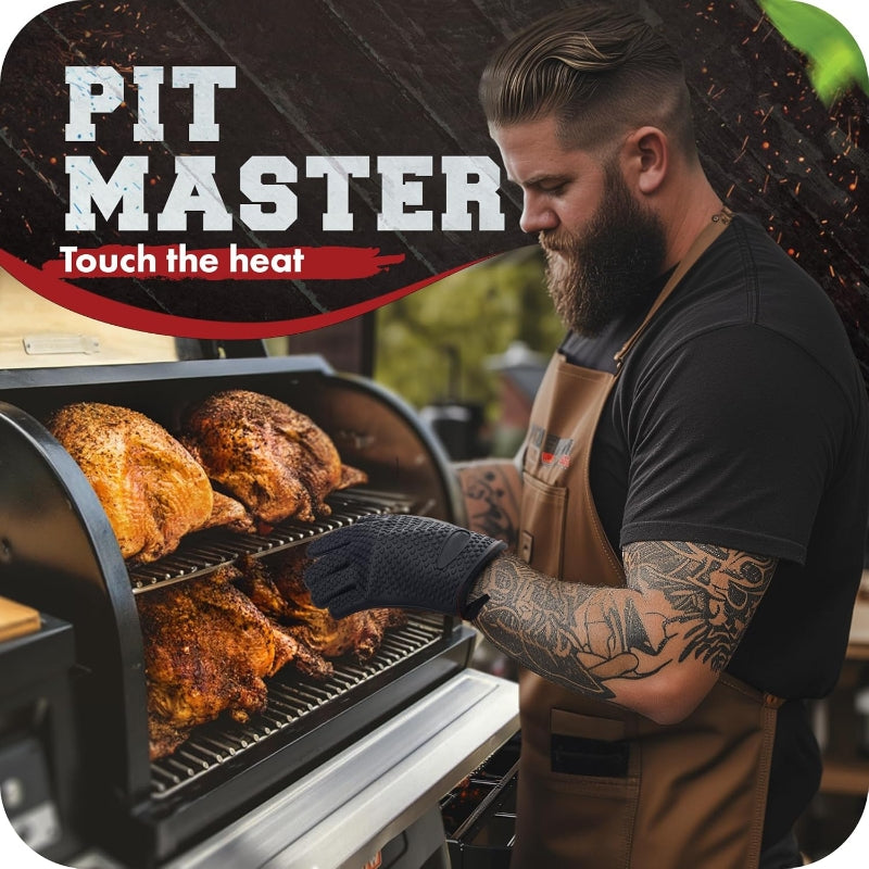 Premium Silicone Oven Mitts, Heat Resistant Cotton Lined Cooking Gloves, Waterproof & Non-Slip for BBQ, Grilling, Baking