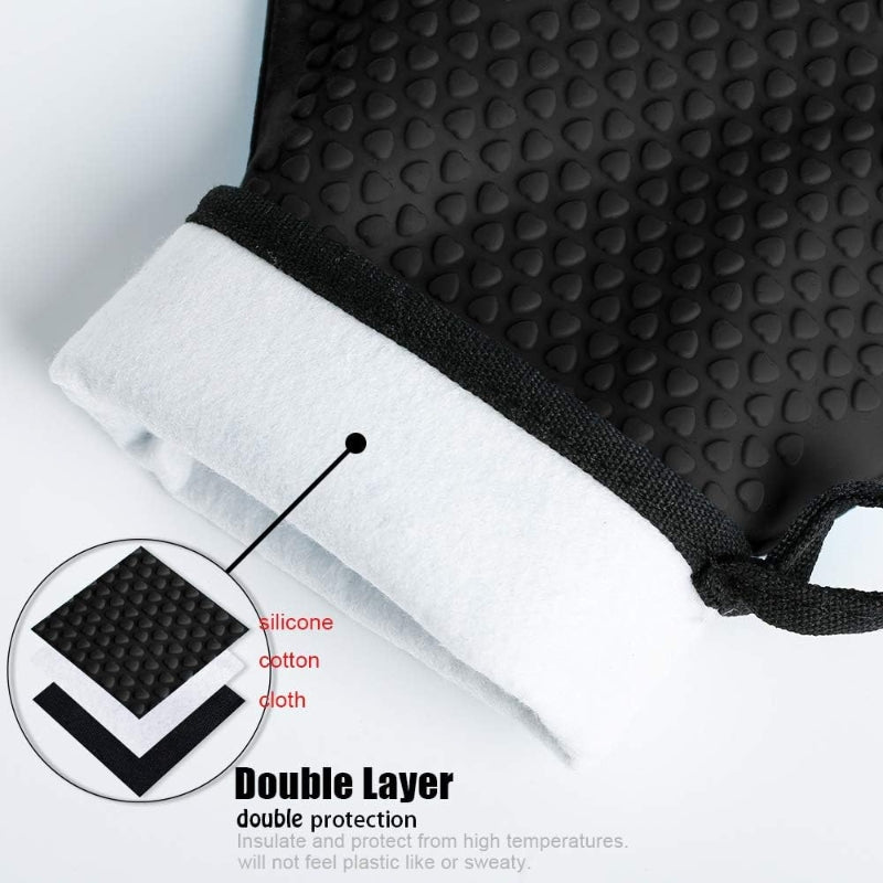 Premium Silicone Oven Mitts, Heat Resistant Cotton Lined Cooking Gloves, Waterproof & Non-Slip for BBQ, Grilling, Baking