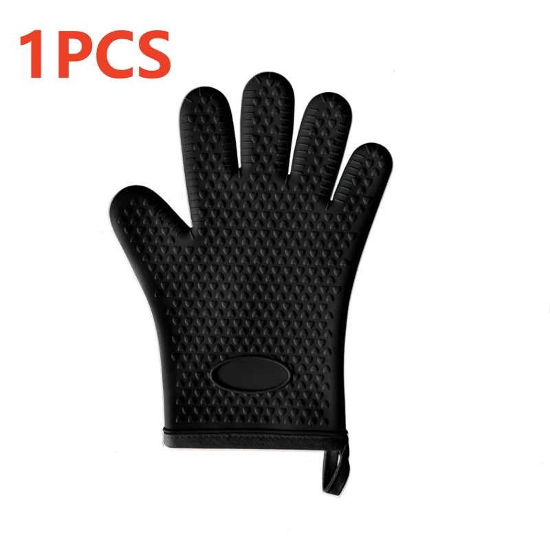 Premium Silicone Oven Mitts, Heat Resistant Cotton Lined Cooking Gloves, Waterproof & Non-Slip for BBQ, Grilling, Baking
