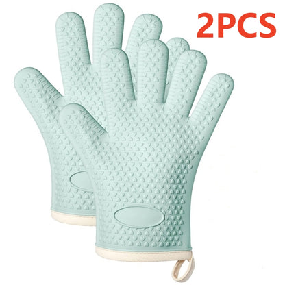 Premium Silicone Oven Mitts, Heat Resistant Cotton Lined Cooking Gloves, Waterproof & Non-Slip for BBQ, Grilling, Baking