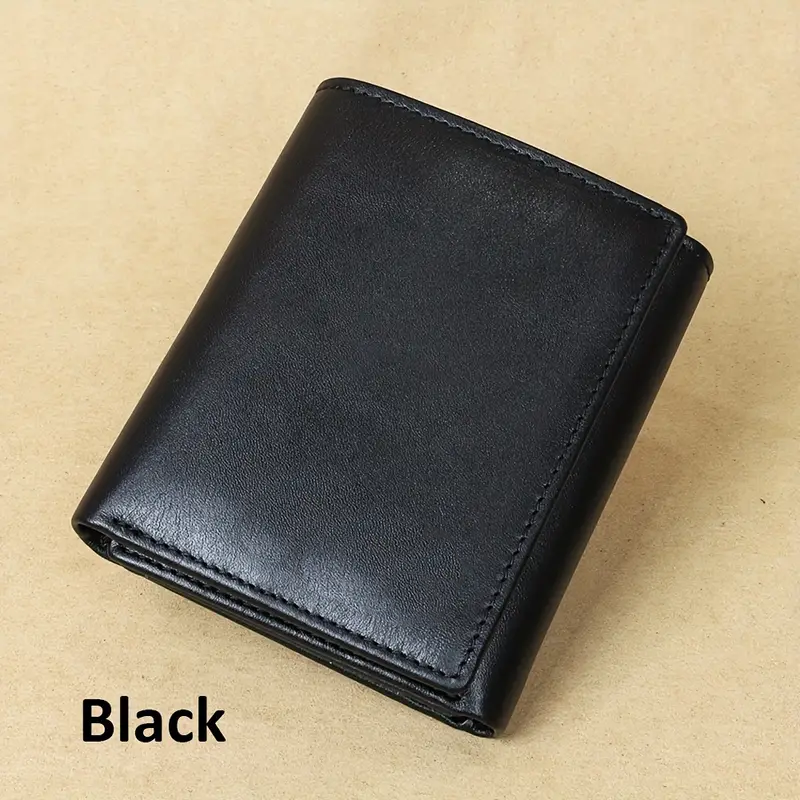 Retro Mens Wallet RFID Anti Theft Brush Short Style Three Fold Design Large Capacity With Photo Slo 8