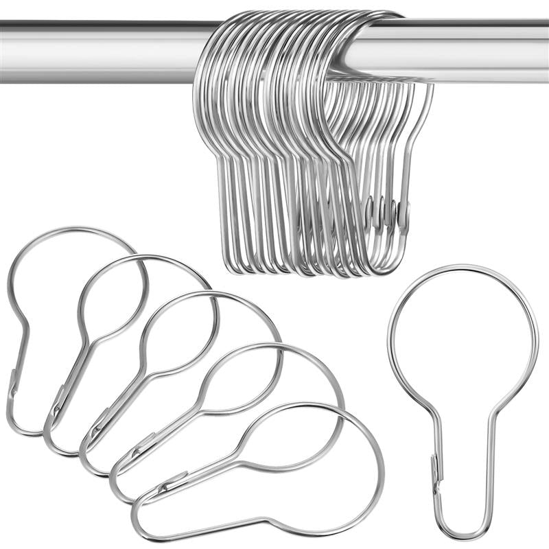 20 pcs Shower Curtain Hooks, Rustproof Gourd Shaped Glide Roller Rings for Bathroom Rods & Hanging Curtain Buckles