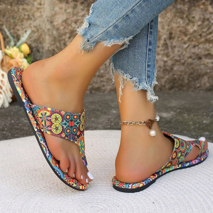 Womens Slippers With Bohemian Flower Pattern Lightweight Casual Sandals For Home Or Outdoor Use 4