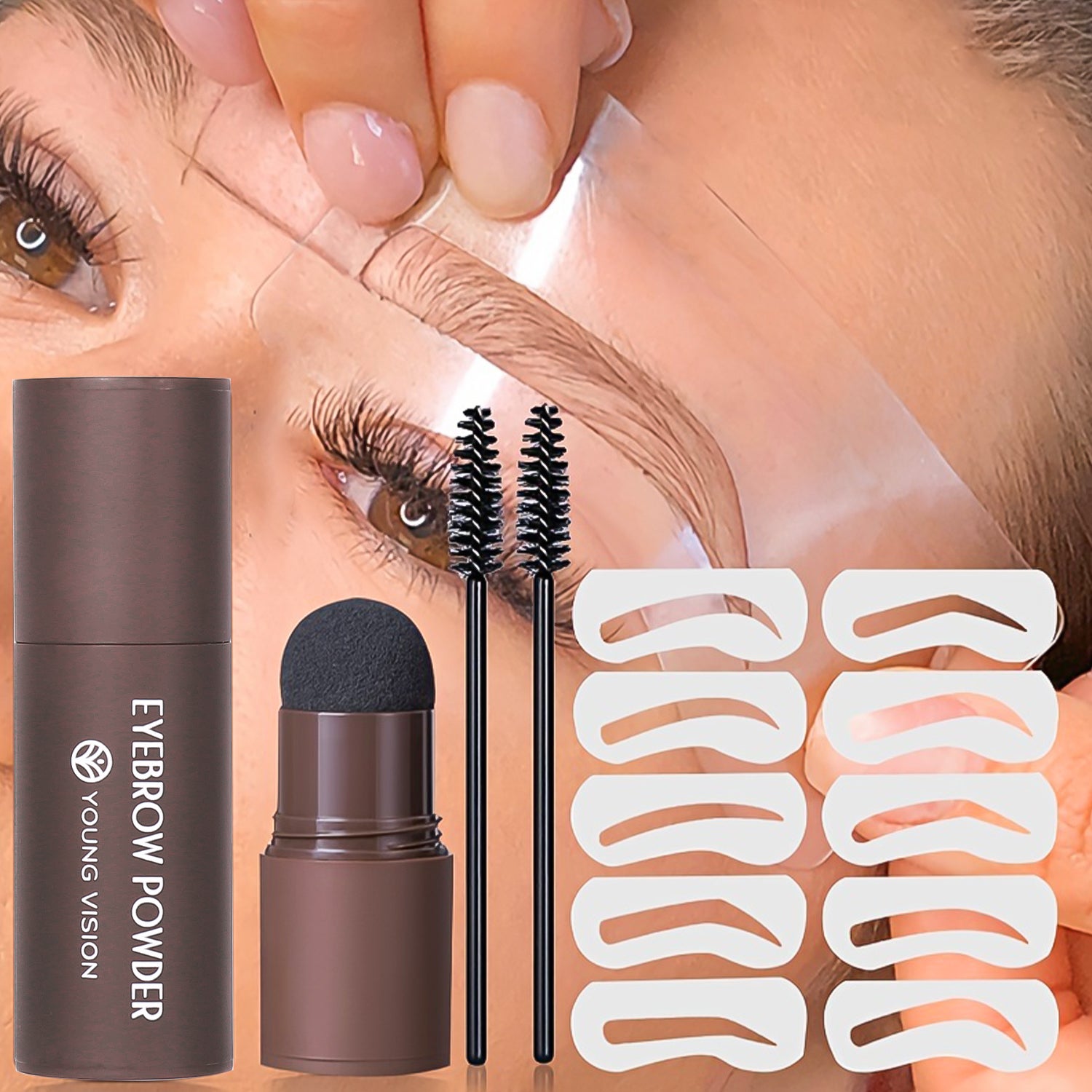 Professional Eyebrow Stamp Shaping Kit, Eyebrow Stamp Stencil Kit, Long-Lasting Waterproof Brow Makeup, Easy Brow Shape