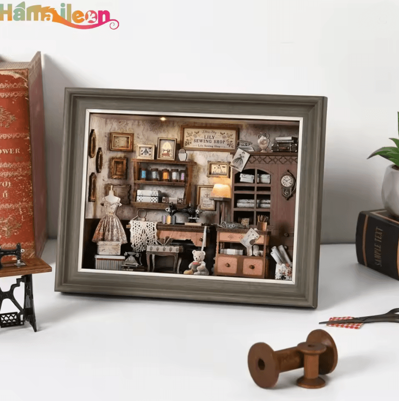 Enchanting Wooden Book Nook Kit with LED Light and DIY Puzzle Design
