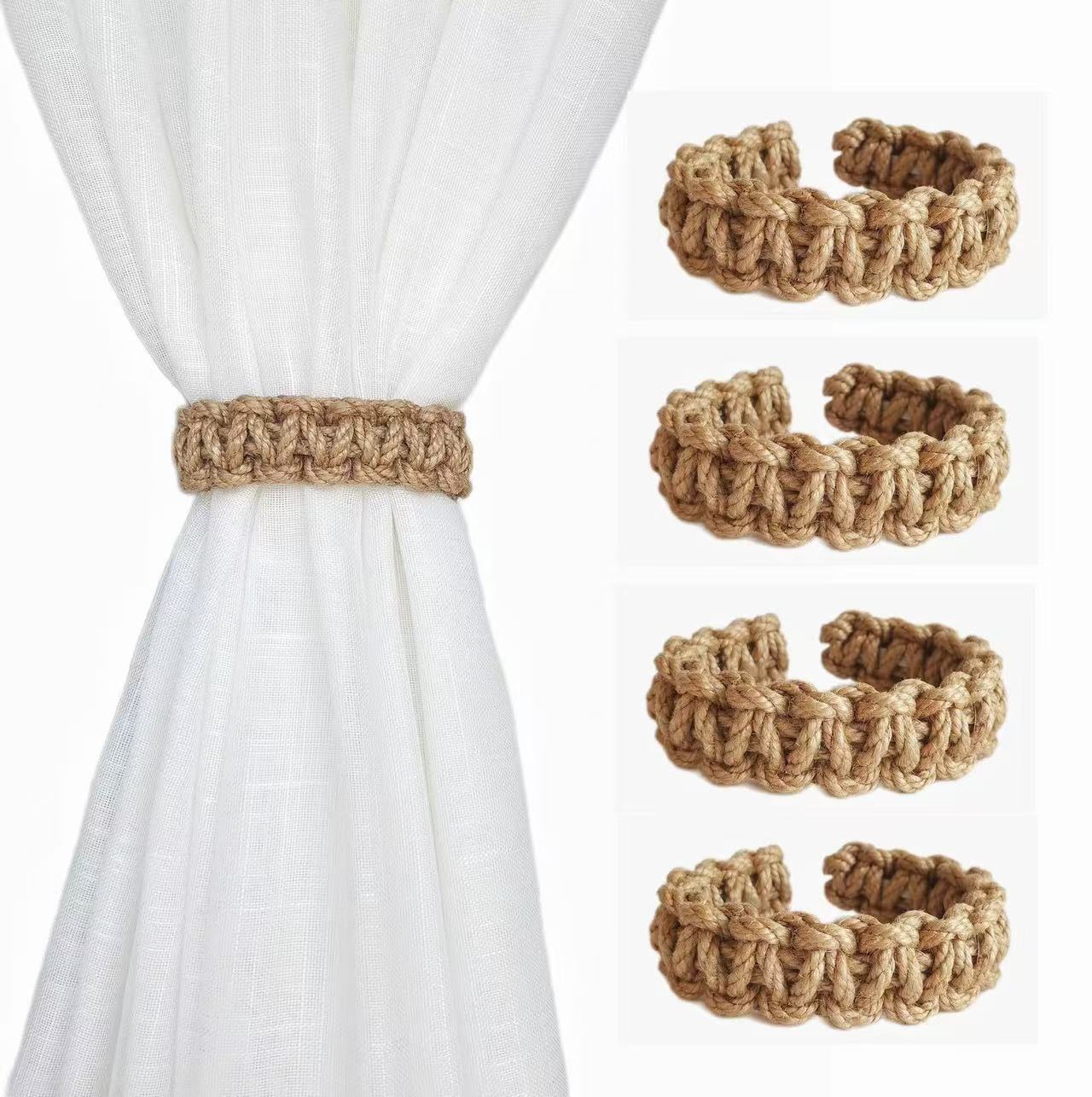 Handwoven Curtain Holders Retro Jute Curtain Tieback Holdback With Embrasse Rideau Strap For Boho H 1