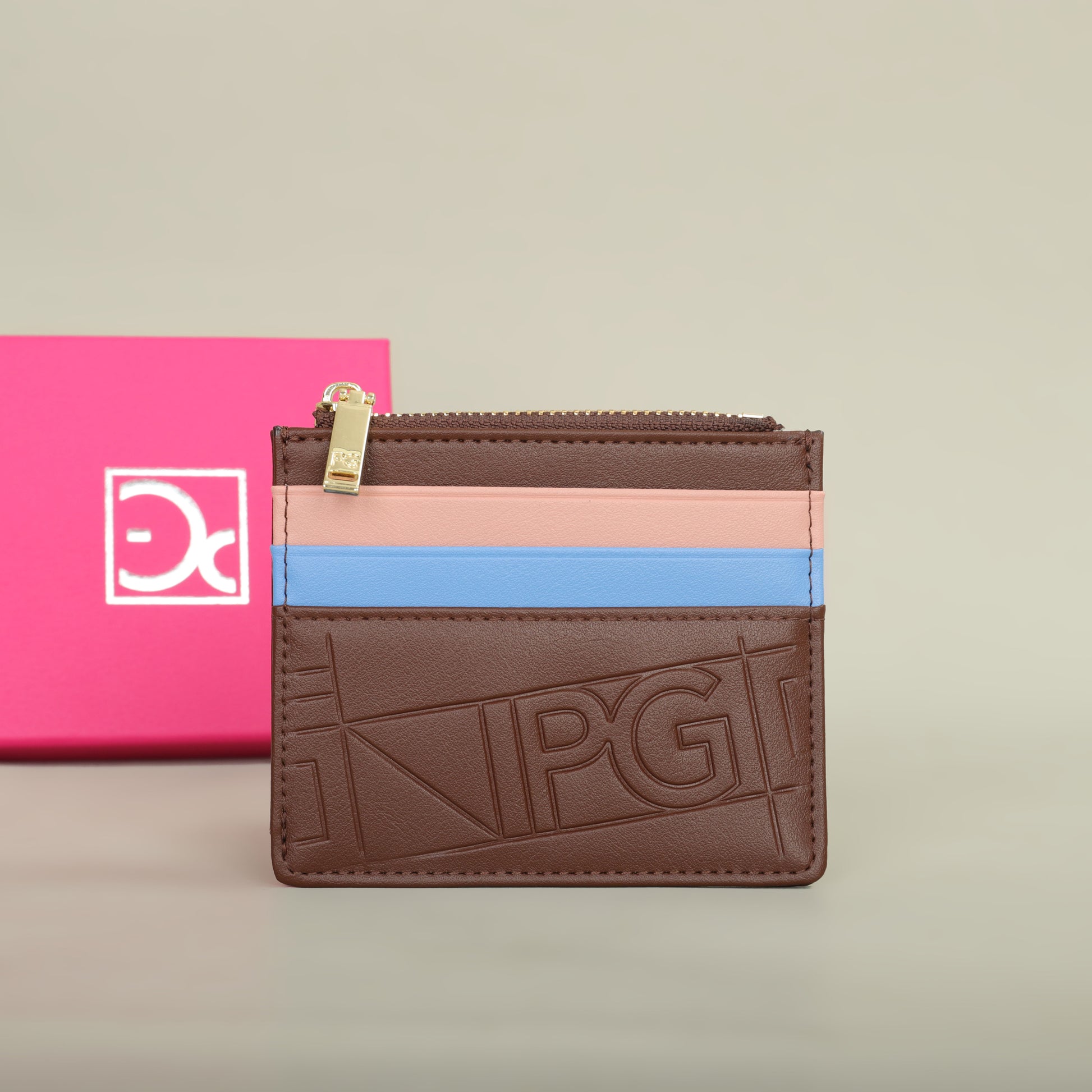 Fashion Retro PG Women's Wallet, Button Folding Monogram Bag, Metal Zipper Leather Purse, Card Organizer Wallet